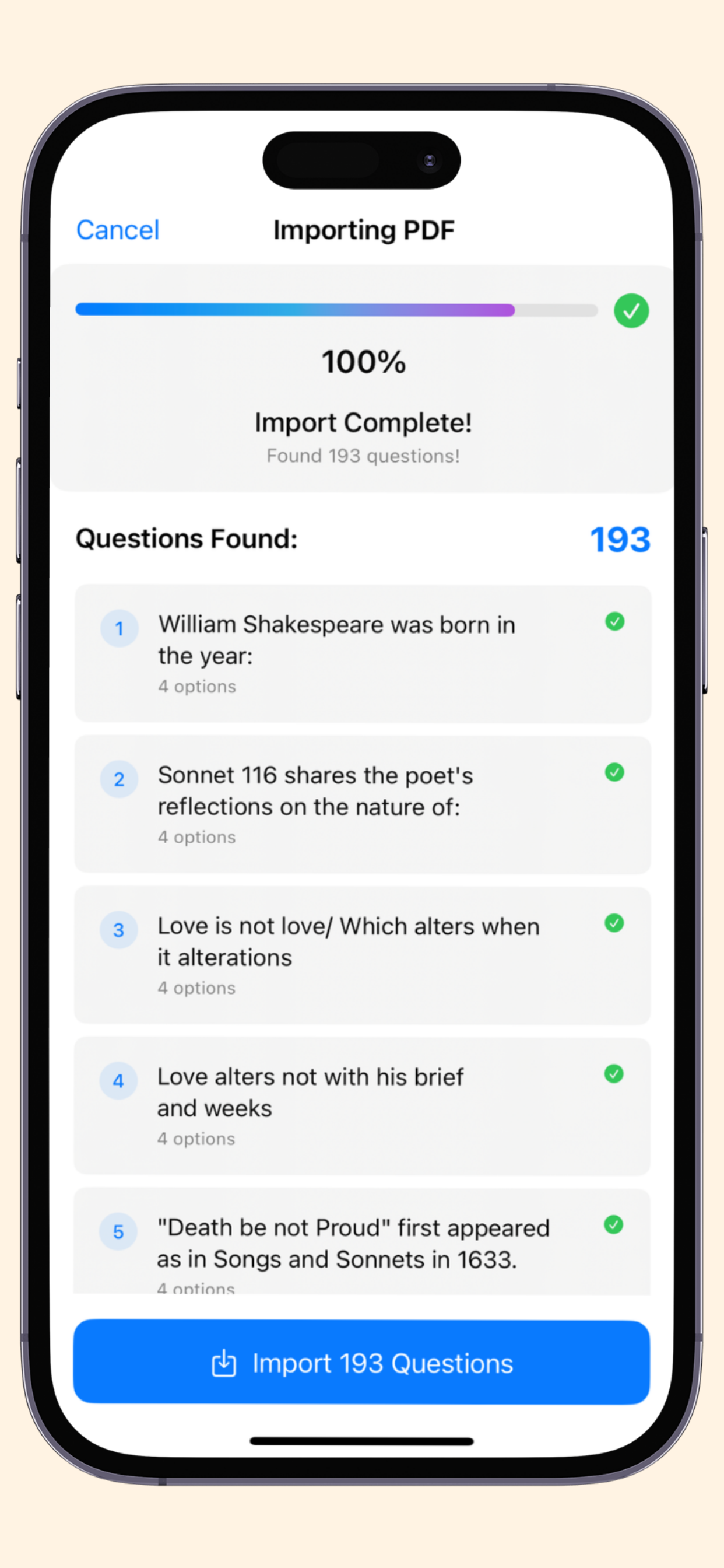 AI analyzing and generating quiz questions